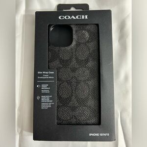 Coach Signature Black Phone Case iPhone 13/14/15 (not magnetic) NWT